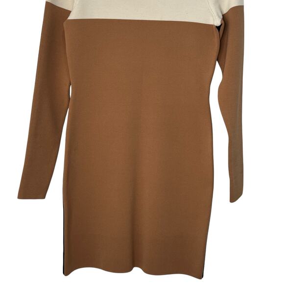 Diane Von Furstenberg Small Merino Wool Blend Sweater Dress Tan Black Colorblock - Picture 5 of 11